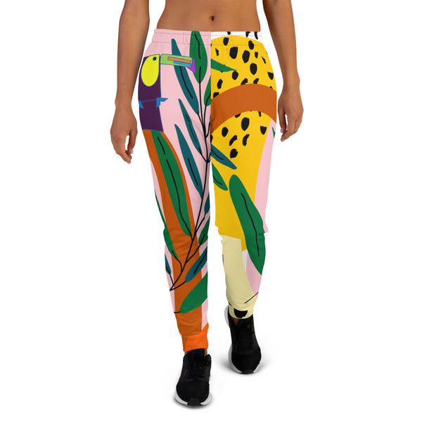 Toucan Lou All-Over Print Women's Joggers pink jungle